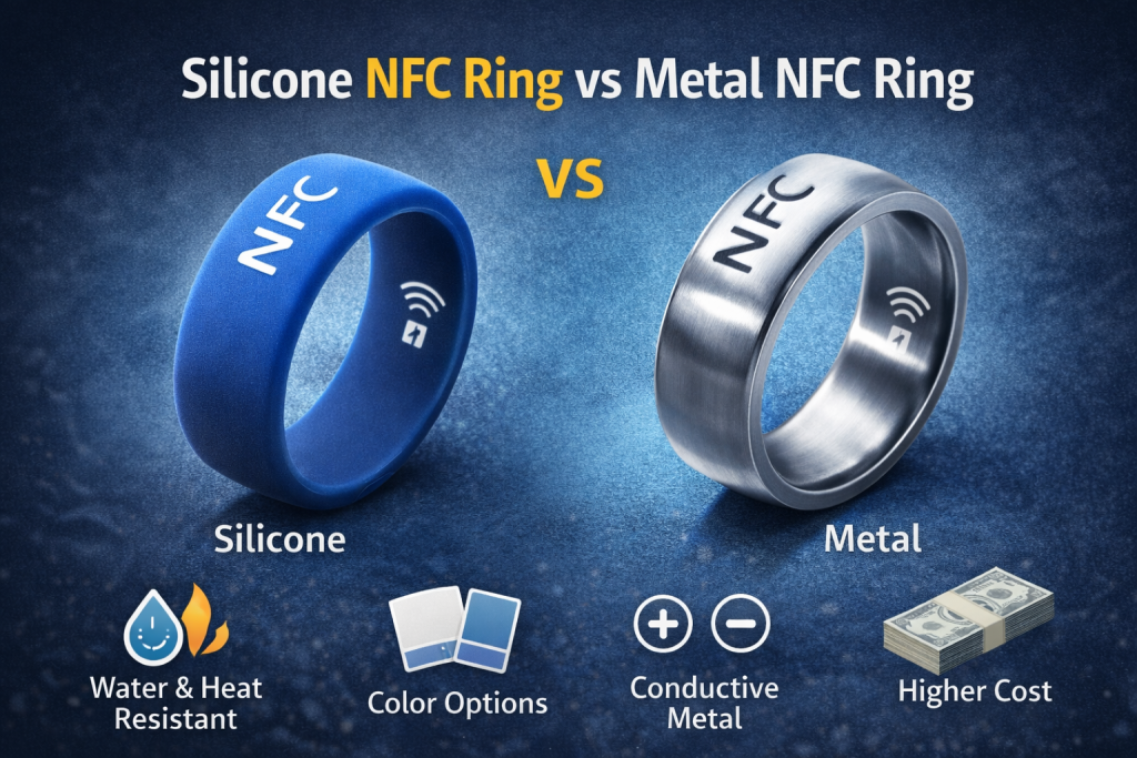 Anéis NFC de silicone vs Anéis NFC de metal