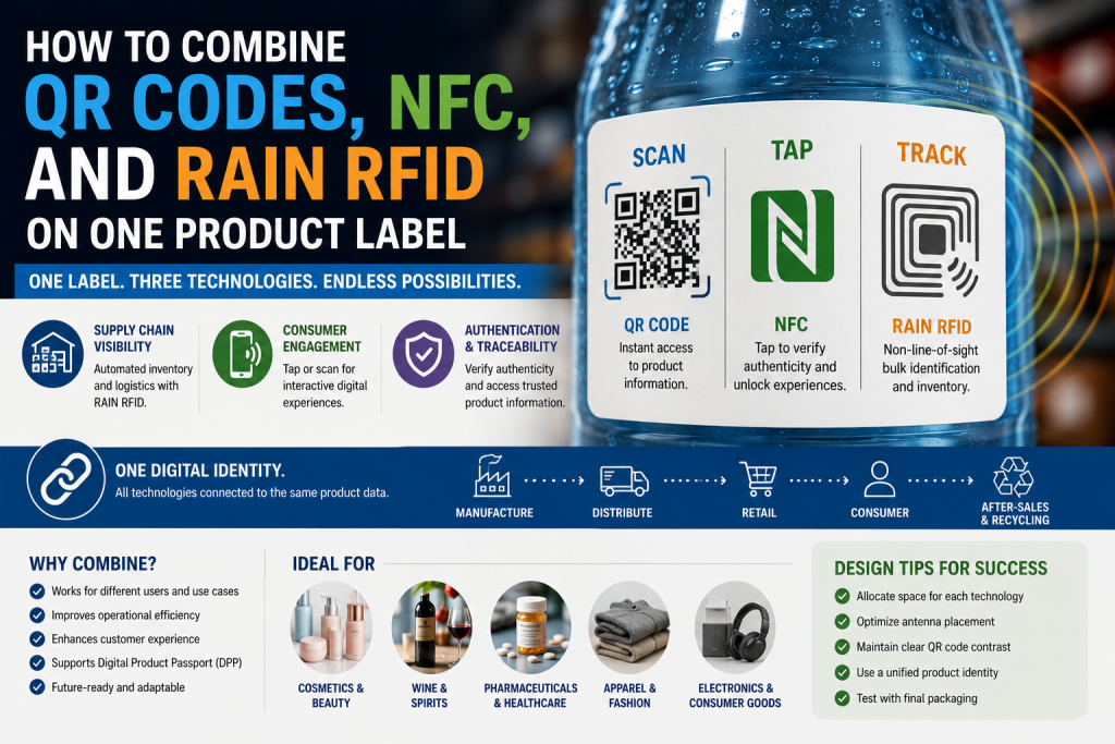 How to Combine QR Codes NFC and RAIN RFID on One Product Label